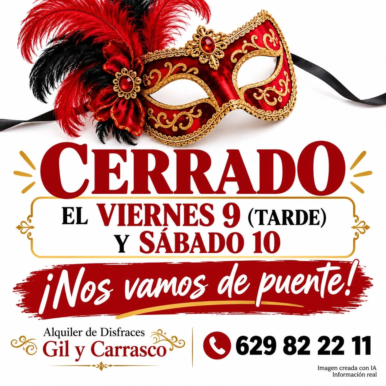 Cerrado el viernes 9 por la tarde y el sábado 10: ¡nos vamos de puente!